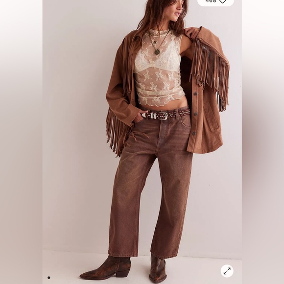 We The Free Denim - We The Free Deep Trance Mid Rise Boyfriend Baggy Brown Denim Jeans 32